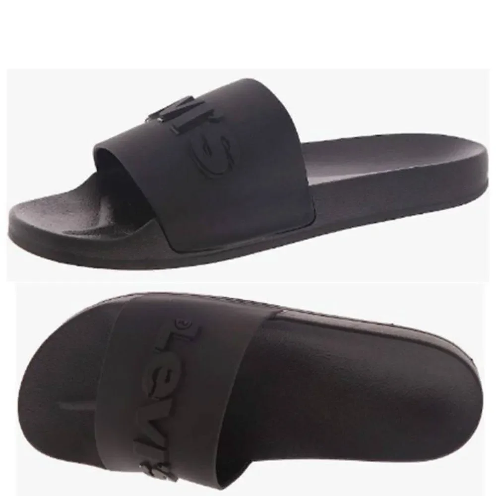 Levi's Mens 3D Front Logo Slip-on Slide Sandal Beach Black Size 10 $59 NEW